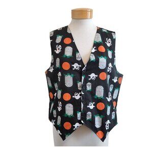 Halloween Rock Punk Crude Ghost Trick Or Treat Funny Gravestones Black Vest L